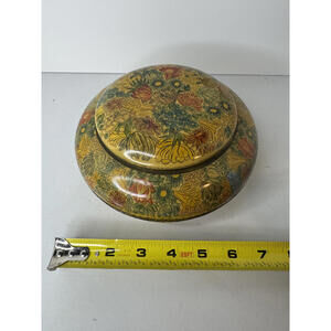 Vintage Floral Decorative Metal Tin Container